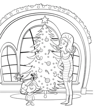 Página para Colorir Cindy Lou Who e sua Mãe