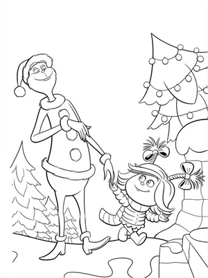 Página para Colorir Cindy Lou Who e o Grinch