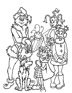 Página para Colorir Grinch e Sua Família