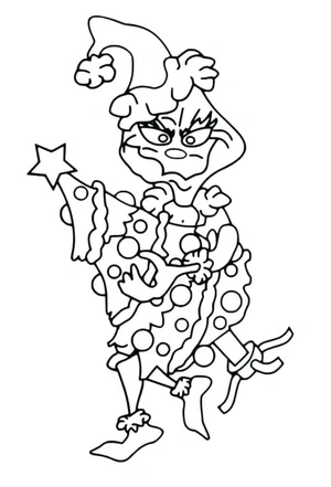 Página para Colorir Grinch Segurando uma Árvore de Natal