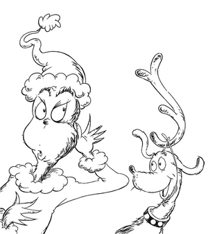 Página para Colorir Página para Colorir do Grinch e Max para Imprimir