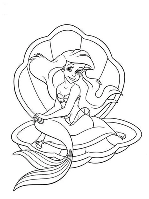 Página para Colorir Ariel Adorável Relaxando