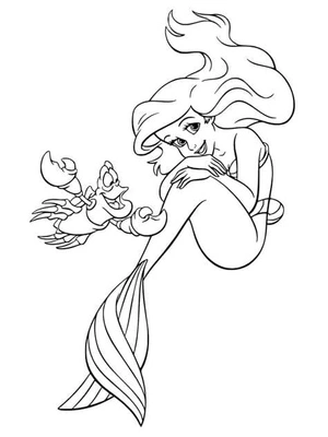 Página para Colorir Ariel e o Caranguejo