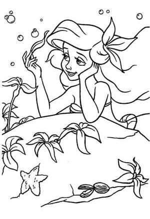 Página para Colorir Página para Colorir da Pequena Sereia para Imprimir Grátis