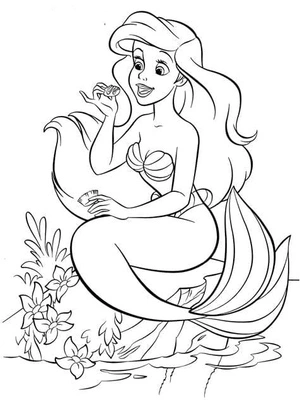 Página para Colorir JPG da Pequena Sereia