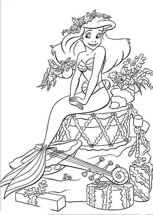 Página para Colorir Esboço da Página para Colorir da Pequena Sereia