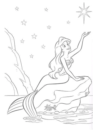 Página para Colorir Página para Colorir A Pequena Sereia para Imprimir