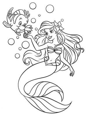 Página para Colorir Imprimir imagem A Pequena Sereia