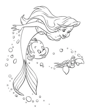 Página para Colorir Página para Colorir da Pequena Sereia para Imprimir