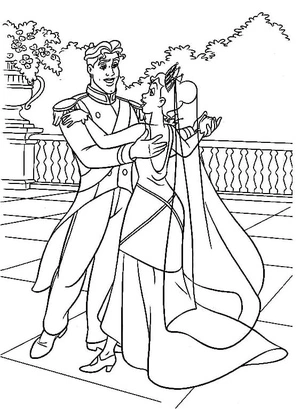 Página para Colorir Príncipe Naveen e Princesa Tiana