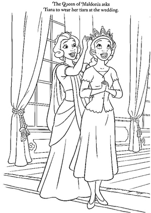 Página para Colorir da Princesa e o Sapo para Imprimir