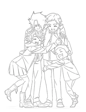 Página para Colorir Personagens de The Promised Neverland