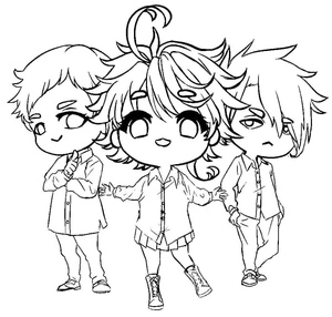 Página para Colorir Chibi de The Promised Neverland