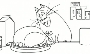 Chloe curtindo frango frito, easy A Vida Secreta dos Pets coloring page, free printable