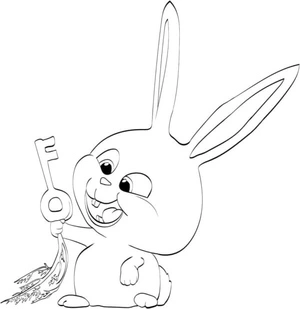 Página para Colorir Coelho Guardião da Chave
