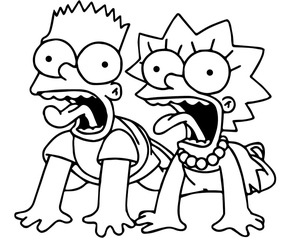 Bart e Lisa Simpson gritando alto