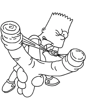 Página para Colorir Bart Simpson com estilingue