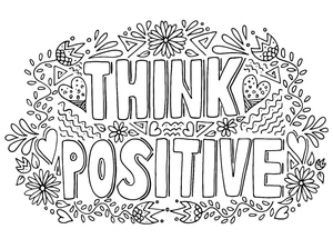 Página para Colorir Pense Positivo