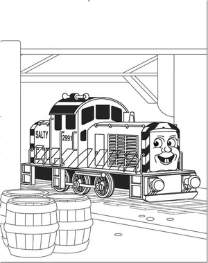 Página para Colorir Feliz Mini Locomotiva