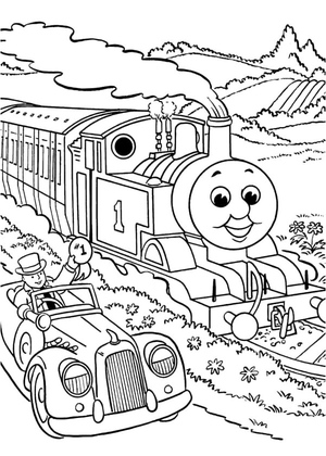 Página para Colorir do Thomas e do Carro