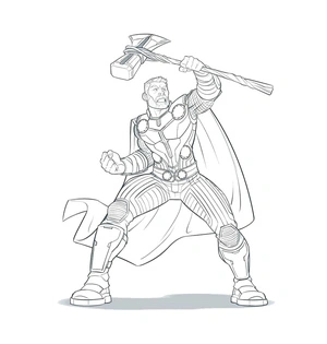 Página para Colorir Batalha Intensa de Thor