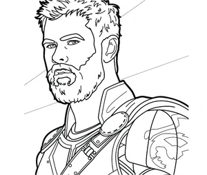 Página para Colorir Ilustração da cabeça de Thor
