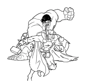 Página para Colorir Thor e Hulk: o Poderoso Thor e o Incrível Hulk