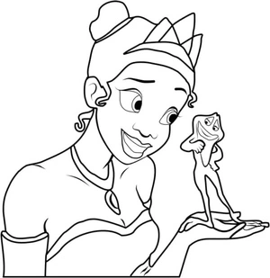 Página para Colorir Página para colorir Tiana segurando um sapo