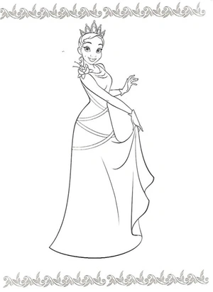 Página para Colorir Tiana em um Estilo Simples