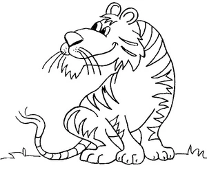 Página para Colorir Tigre Divertido para Crianças