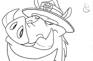 Página para Colorir Javali de Desenho Animado do Rei Leão