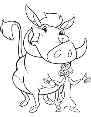 Página para Colorir Timon e Pumbaa Empolgantes