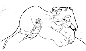 Página para Colorir Simba e Timão