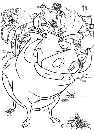 Página para Colorir Doce Timão e Pumba