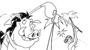 Página para Colorir Timon e Pumbaa Curtindo uma Partida de Golfe