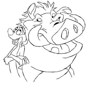 Página para Colorir Timon e Pumbaa rindo