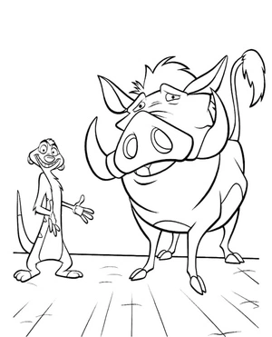 Página para Colorir Timon e Pumbaa em Pé