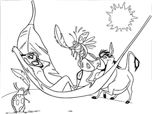Página para Colorir Timon e Pumbaa - Dupla Super Divertida