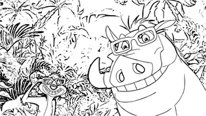 Página para Colorir Timon e Pumbaa com Óculos