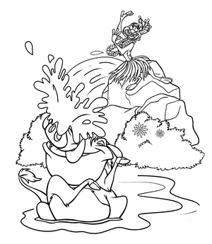 Página para Colorir Aventura na Selva do Timão e Pumba