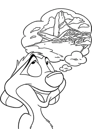Página para Colorir Timon Contemplando