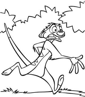 Página para Colorir Timon Correndo Assustado