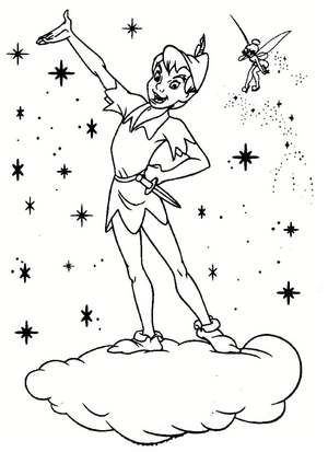 Página para Colorir do Peter Pan e Sininho