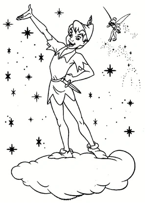 Página para Colorir Página para Colorir do Peter Pan e Sininho