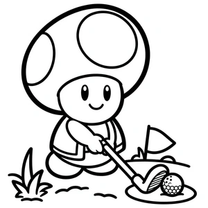 Página para Colorir Mario o Sapo Jogando Golfe