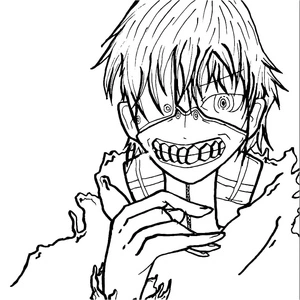 Página para Colorir Página para Colorir Grátis do Ken Kaneki