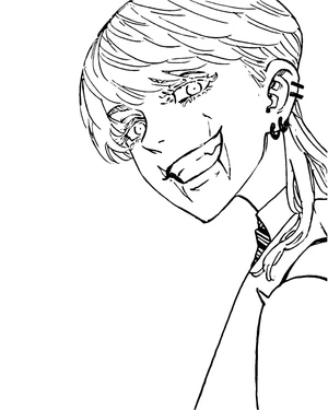 Sanzu Haruchiyo sorrindo, página para colorir média Tokyo Revengers, grátis para imprimir