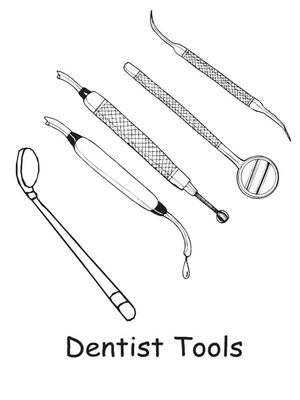 Página para Colorir Instrumentos Dentários