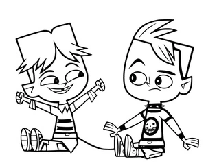 Página para Colorir Cody e Duncan, personagens de Total DramaRama