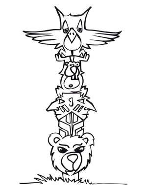 Animais em um Totem